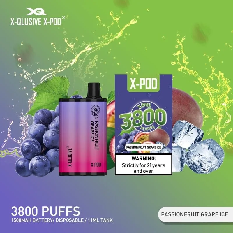 X-QLUSIVE X-POD PASSIONFRUIT GRAPE ICE – 3800 PUFFS